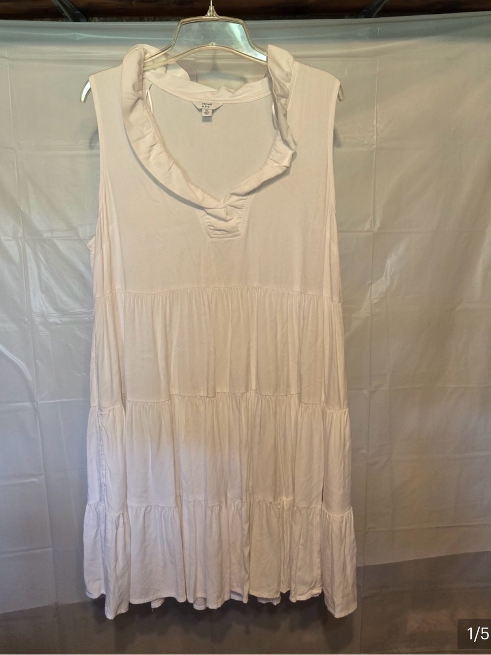 Crown Ivy White Ruffled Tiered Sleeveless Dress Top